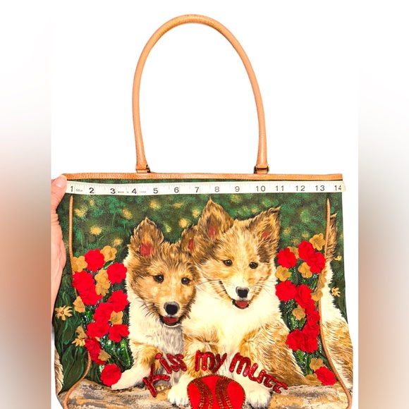 Isabella Fiore • Handbag, Kiss My Mutt, Dog Pattern, Flowers and Sequins, EUC - Picture 10 of 10